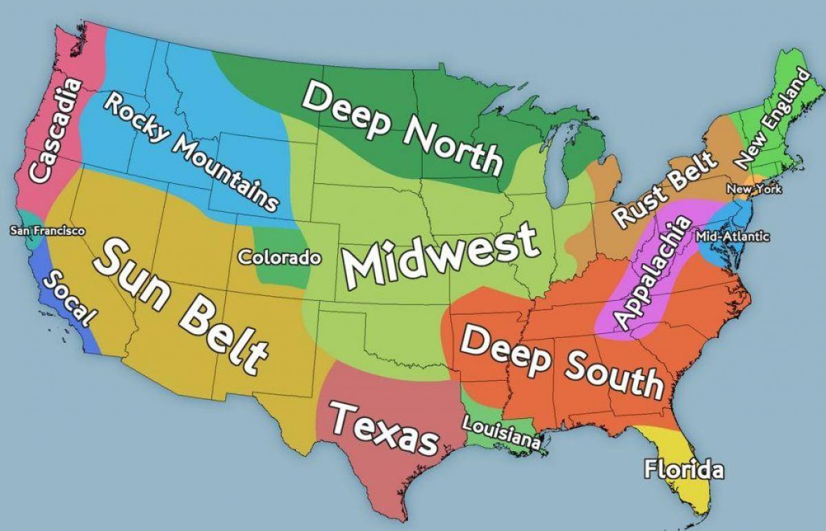 Mapa de las áreas de EE.UU