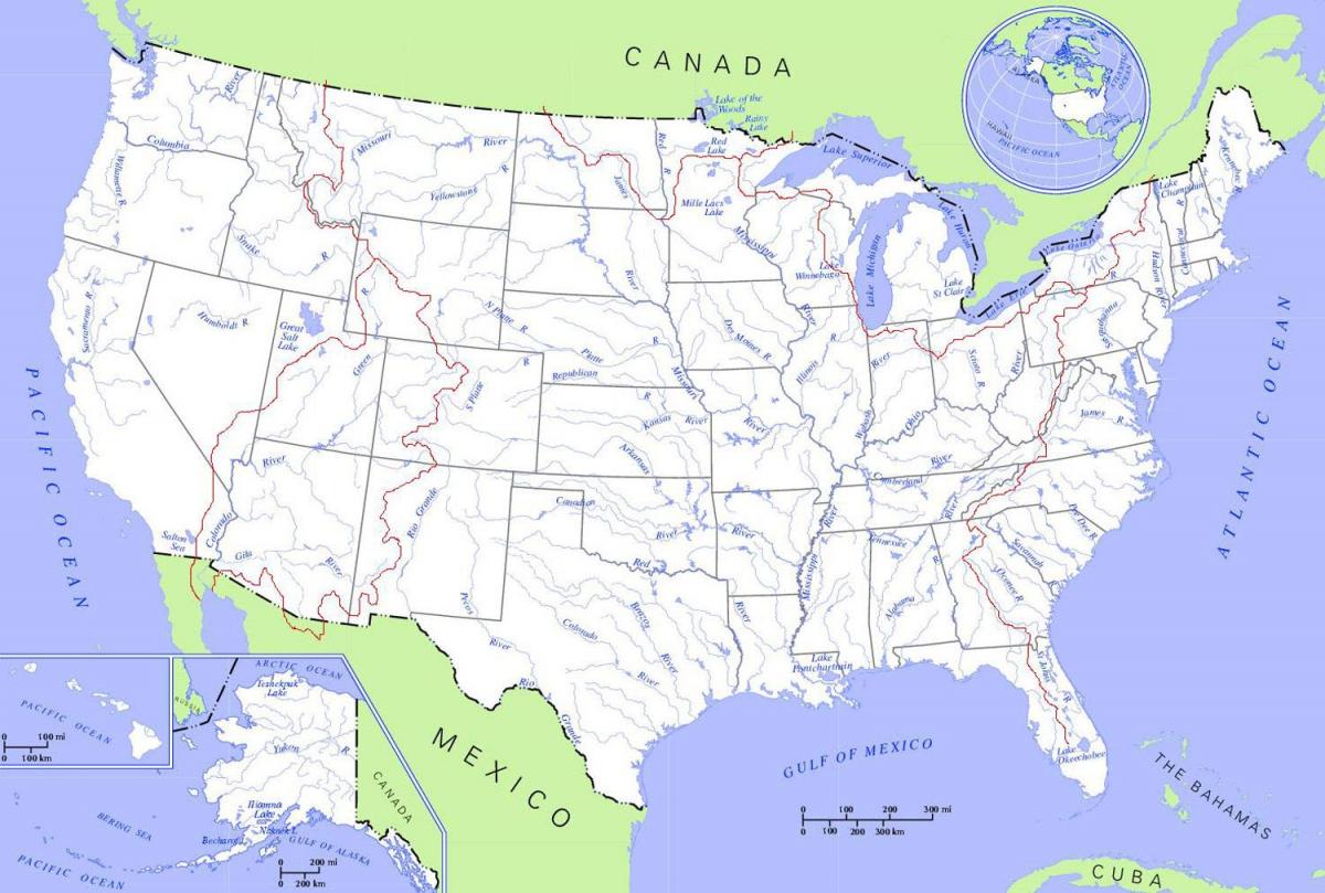 Mapa de los ríos de EE.UU